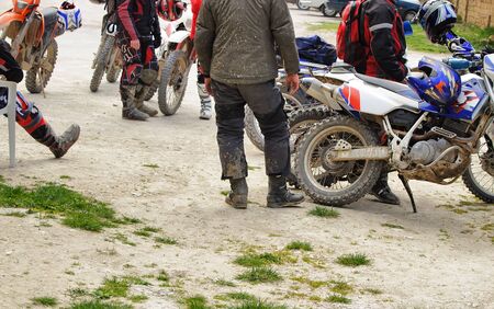 Rest after the competition in motocross in the mountains of the Crimea, Ukraineのeditorial素材