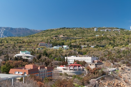 Town Gaspra on the southern shore of the Crimean Peninsula, Ukraineの写真素材