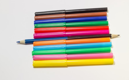 they are used for drawing, prettification, children love them dearly, felt-tip pens of different colorsの写真素材