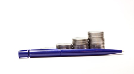 everyone loves money, especially when the income is growing, in this photo coins arranged in order to high incomeの写真素材