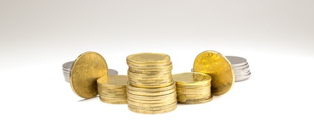 Ukrainian coins, made of metal, solids business concept
