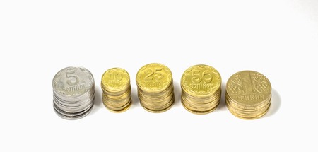 Ukrainian coins, made of metal, solids business concept