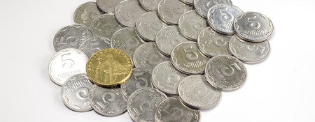 Ukrainian coins, made of metal, solids business concept