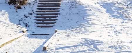 winter snows and beautifully conceals everything around, that's how this small hillの写真素材