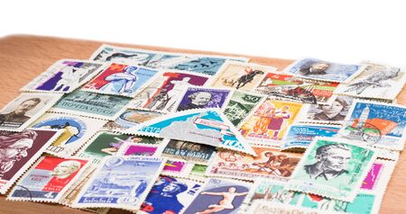 the ancient background consisting of stamps of Soviet periodのeditorial素材