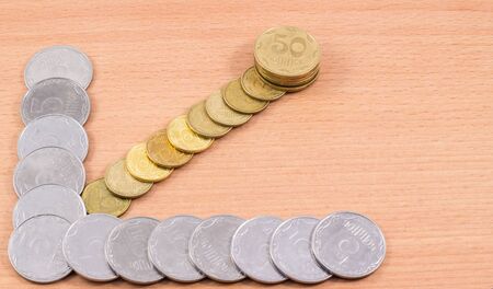 schedule of Ukrainian coins of different valuesの写真素材