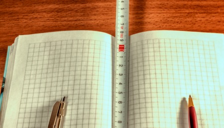 Tools for drawing and measuring on a sheet in a cageの写真素材