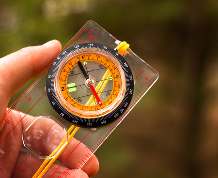 A necessary accessory for lovers of hiking and recreation in the wild, this device will always show the directionの写真素材