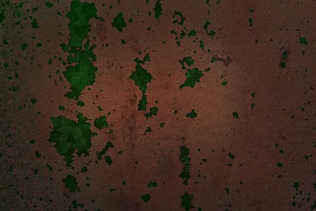art fantastic grunge texture green metal covered with old thin brown paint background for design