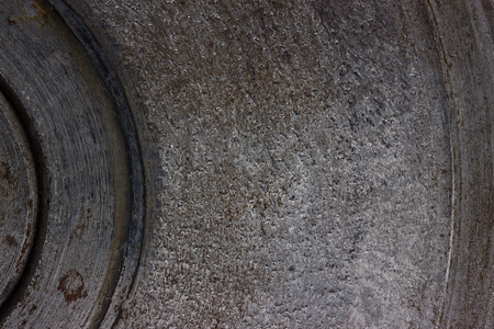 Texture of metal steel disk with not smooth silver surface Close-up Grunge background for designの写真素材