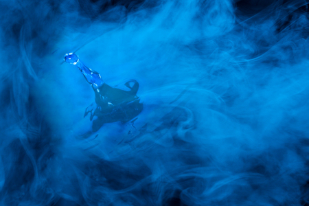 splash of water exciting drop in the thick blue steam Abstraction for design Nature conceptの写真素材