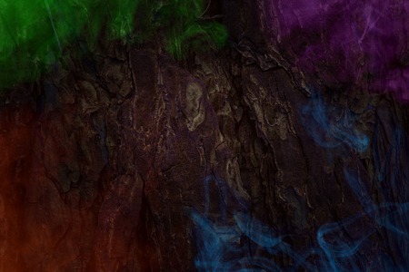 fantastic wooden surface surrounded by multi-colored haze around the edges concept of nature and magic background for designの写真素材