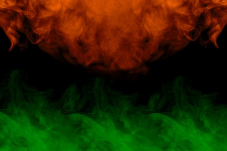 fantastic orange and green clouds of cigarette vapor bewitching patterns texture for design concept...