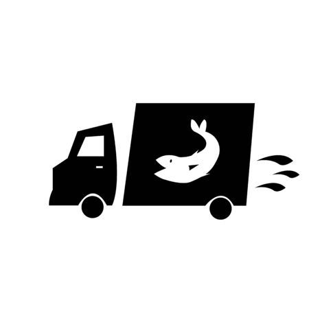 fish delivery truck on a white background food and transportation conceptのイラスト素材