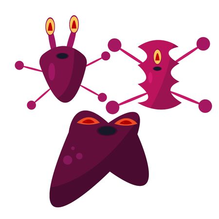 set of purple germs on a white background concept medicine monsters for halloweenのイラスト素材