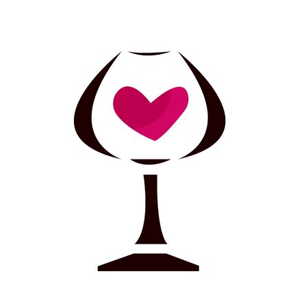 glass of wine with heart pattern inside concept alcoholic drinks for designのイラスト素材