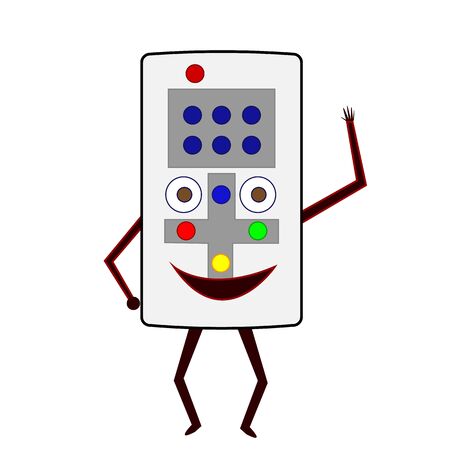 control panel for red green blue controller waving a friendly hand and cute smiling concept of electrical appliances and lightingのイラスト素材