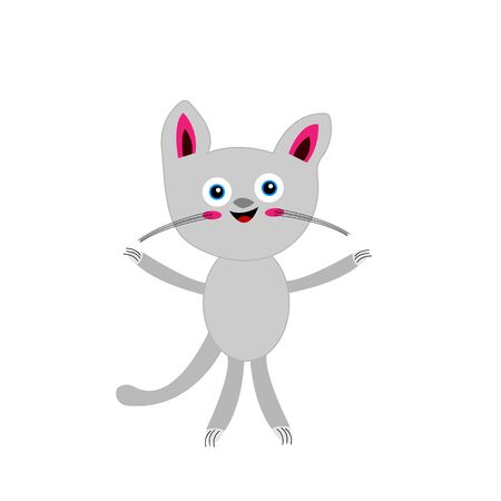 gray cat cartoon character for design on a white background cute and funny pets conceptのイラスト素材