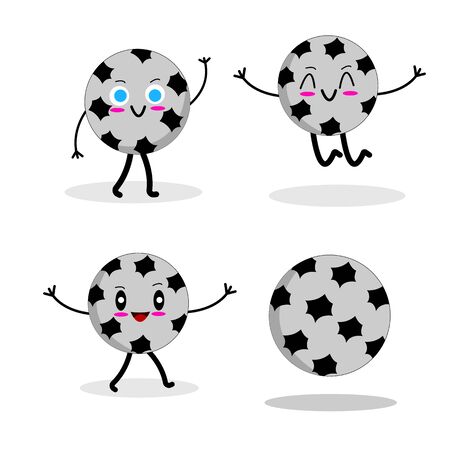 footballs set of cartoon characters on a white background friendly and amusing with bewitching smiles sport conceptのイラスト素材