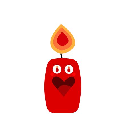 festive candle with a heart-shaped pattern looks at the others in surprise object for design on a white backgroundのイラスト素材