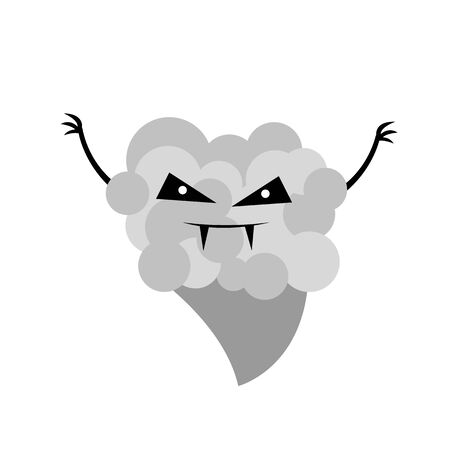 ghost made of smoke and steam with sharp fangs and evil eyes. halloween and environmental pollution concept object on a white backgroundのイラスト素材