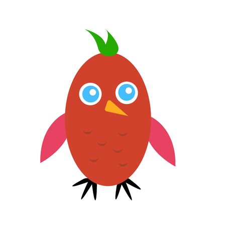 red cute bird with orange beak and round blue eyes animal and nature concept object on a white backgroundのイラスト素材
