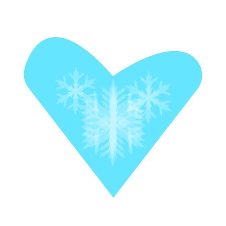 ice heart with transparent patterns in the shape of a snowflake concept for winter and cold season object on a white backgroundのイラスト素材