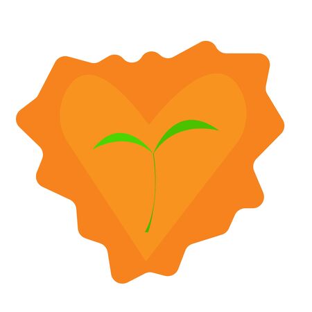 green sprout on a background of the orange sun in the shape of a heart concept environment and agricultureのイラスト素材