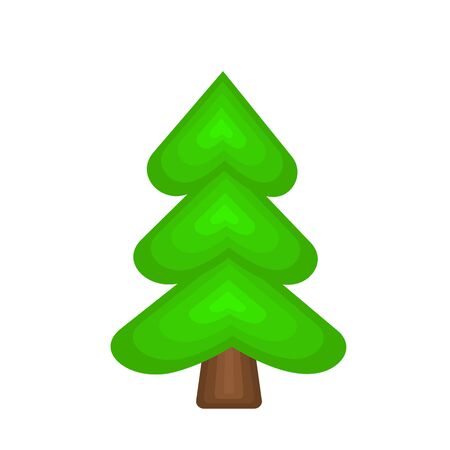 forest spruce with green top and brown trunk symbol of the New Year and Christmas object on a white backgroundのイラスト素材