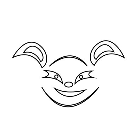 sly fox smiling sketch on a white background nature and animal conceptのイラスト素材