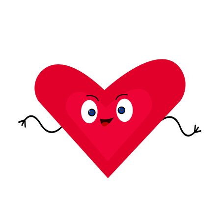 pink heart cute cartoon character with blue shiny eyes and wavy hand movement object on a white background concept of lovers dayのイラスト素材