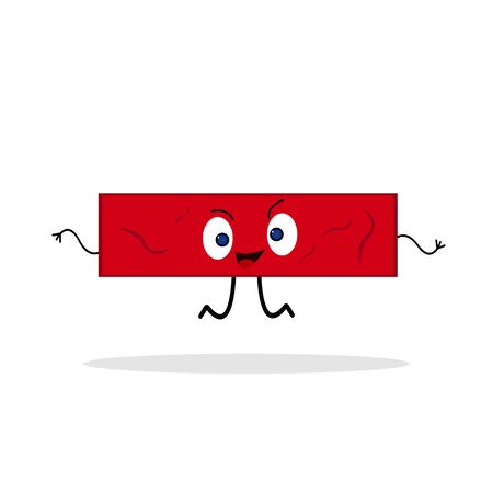 red brick cartoon character jumping on a white background concept of building materialsのイラスト素材