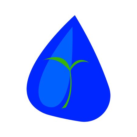 green sprout in a brilliant drop of water concept of agriculture and harvestのイラスト素材