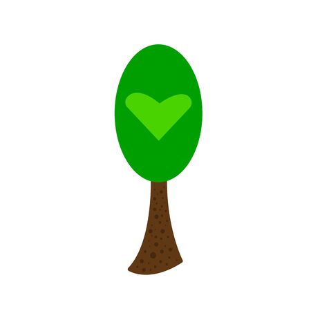 green poplar tree with a long trunk and a bright pattern in the shape of a heart concept of nature and plant object on a white backgroundのイラスト素材