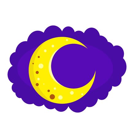Bright moon on a background of purple night clouds surface structure closeup concept of space and environmentのイラスト素材