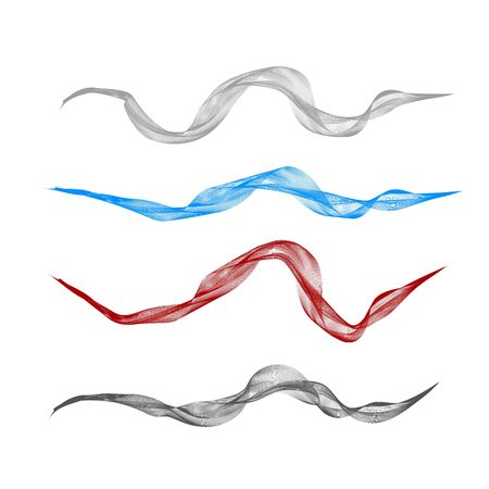 Multicolored wavy smoke vector patterns on white background objects for designのイラスト素材