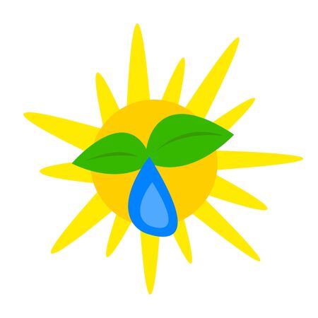 Natural logo Green Sprout a drop of water and the sun concept of agriculture and nature object on a white backgroundのイラスト素材