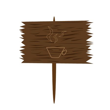 wooden board with a pattern in the shape of a coffee cup and steam texture closeup concept of a popular hot drink logo for designのイラスト素材