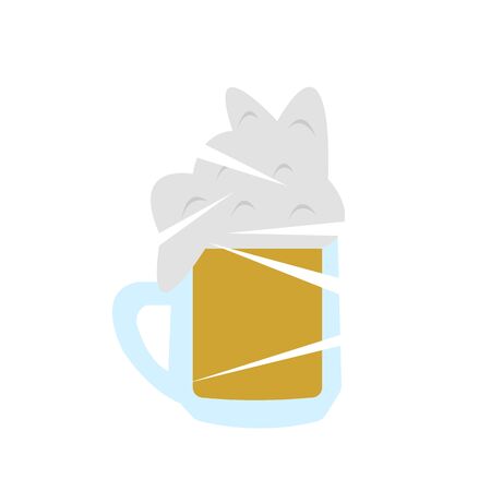 Glass of beer with foam logo on a white background concept of a popular alcoholic drinkのイラスト素材