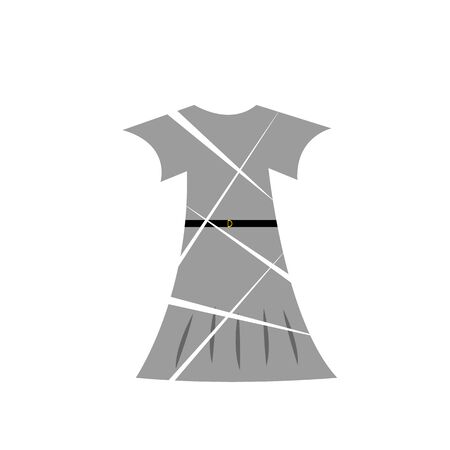 gray female dress with a black belt logo with cuts on a white background fashion and clothing conceptのイラスト素材