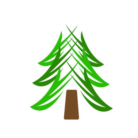 spruce natural logo Forest tree beautiful patterns green branches and brown trunk object on a white background concept of nature and environmentのイラスト素材
