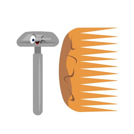 Female razor and comb concept of beauty and hygiene objects on a white backgroundのイラスト素材