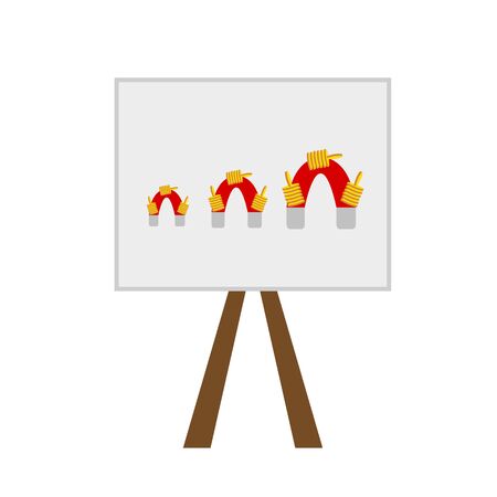 income growth graph on a gray blackboard magnets and gold coins concept of business and profit object on a white backgroundのイラスト素材