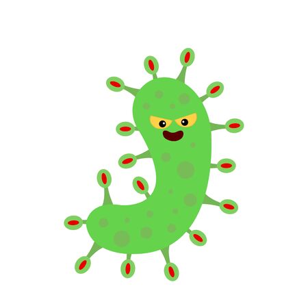 microbe cartoon character with bright orange eyes object on white background concept of viruses and microorganismsの写真素材