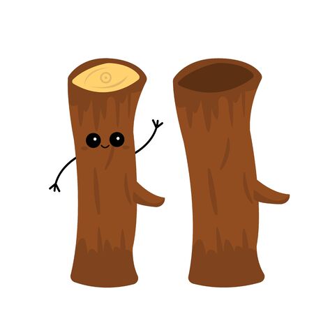 Forest logs natural material for building cartoon character cute smiling on a white background woodworking conceptのイラスト素材
