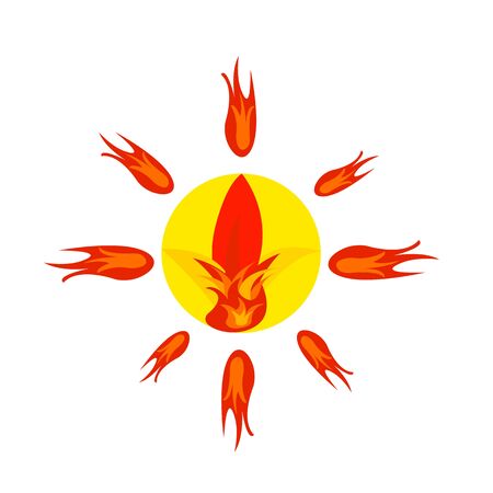 fiery sun mystic star with fiery patterns concept of fantastic nature object for designのイラスト素材