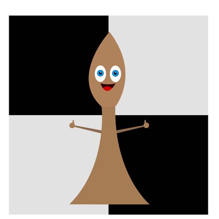 bishop cartoon character object for board games smiling on the background of a chess fieldのイラスト素材