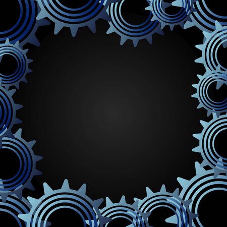 dark background with gears around the edges wallpaper for design technology and industry conceptのイラスト素材