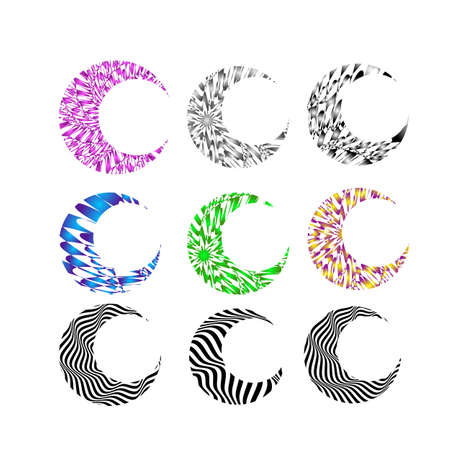 moon colorful objects with bright texture on a white background design and creative conceptのイラスト素材