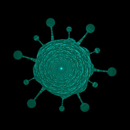 virus in op art style beautiful abstraction on a black background concept of bacteria and medicineのイラスト素材